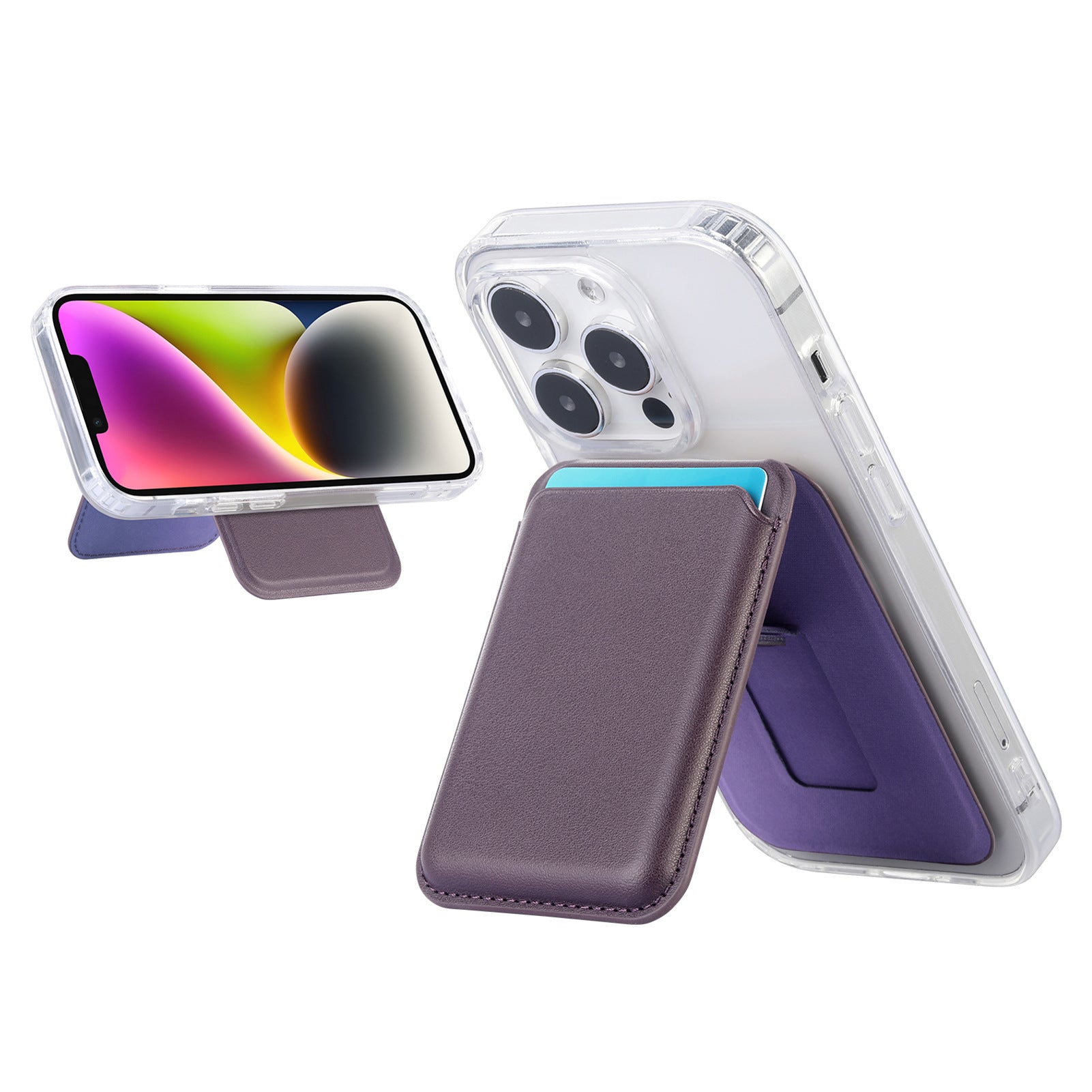 Suitable for iPhone 17 Strong Magnetic Magsafe Card Holder Official Color Multi-Functional Stand Storage Wallet Clip
