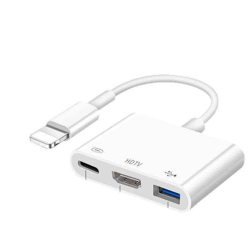 Dual-Line High-Definition Same-Screen Device, Power-Free Fast Charging to Built-In Chip, Suitable for Apple Typec to HDMI Screen Projector