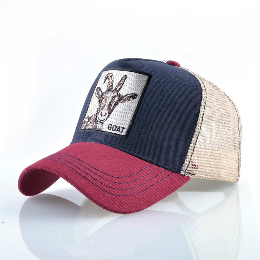 Summer sun hat retro cotton sun hat embroidered animal baseball cap net cap cap trucker cap