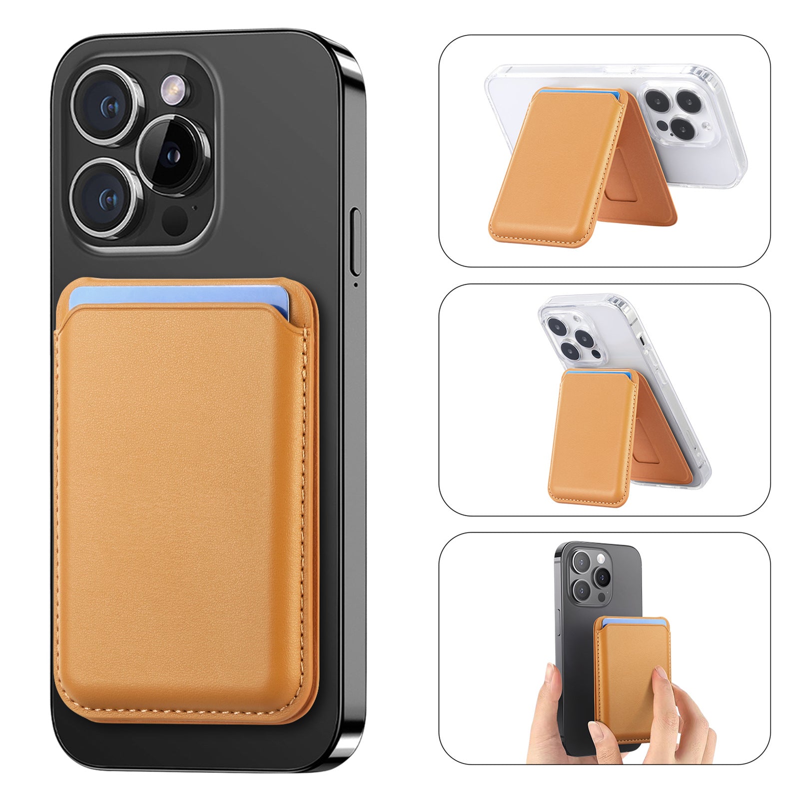 Suitable for iPhone 17 Strong Magnetic Magsafe Card Holder Official Color Multi-Functional Stand Storage Wallet Clip