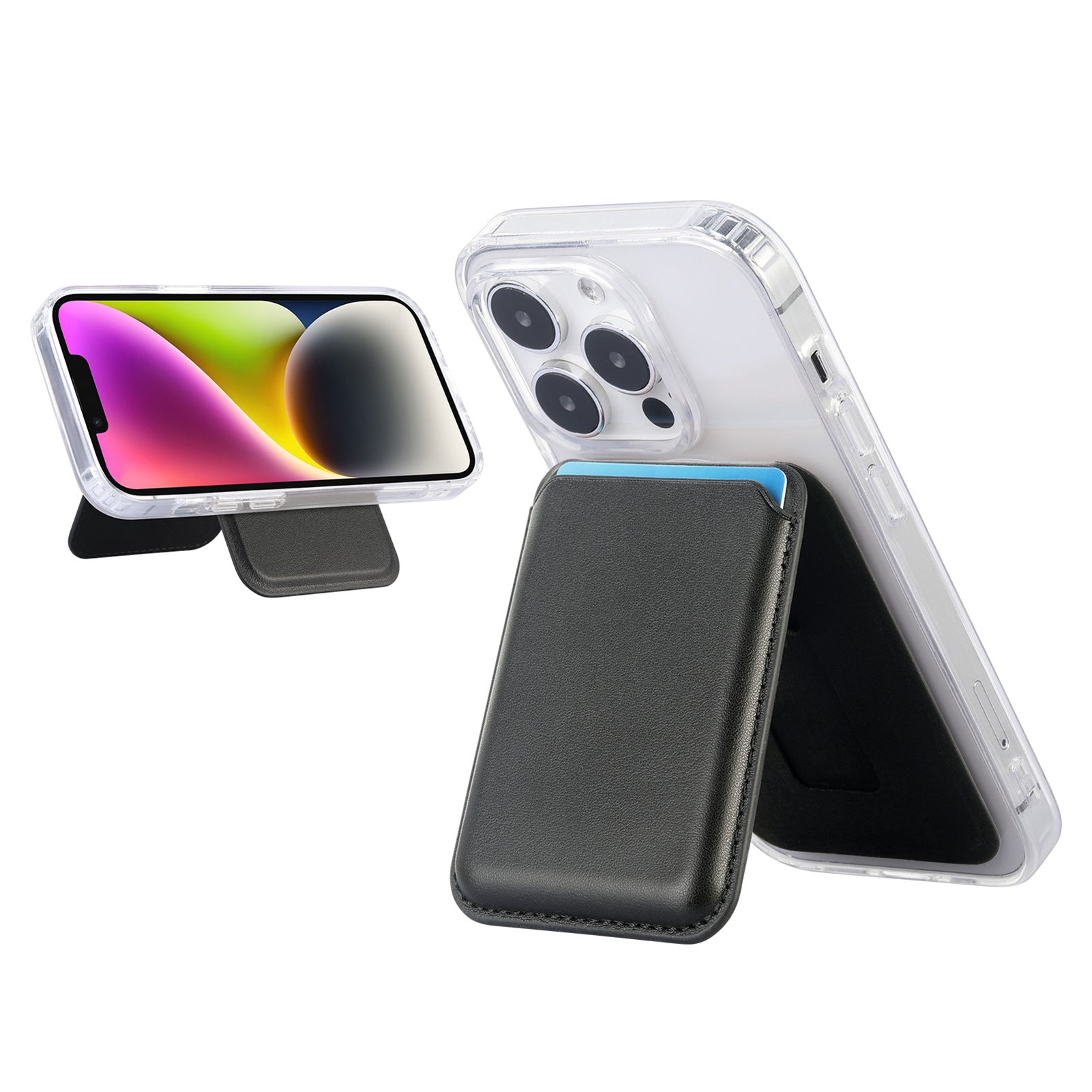 Suitable for iPhone 17 Strong Magnetic Magsafe Card Holder Official Color Multi-Functional Stand Storage Wallet Clip