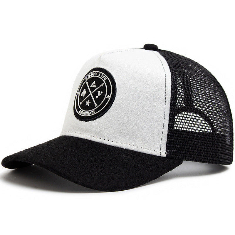 Summer Round Label Suede Baseball Cap Men's Mesh All-match Sunshade Women's Hip-hop Hat Trendy Foreign Trade Explosions in stock