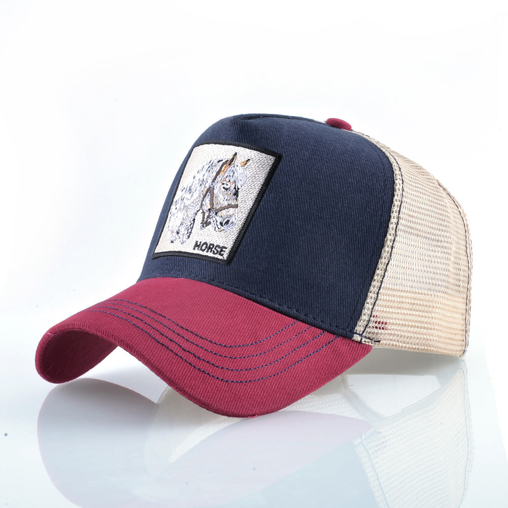 Summer sun hat retro cotton sun hat embroidered animal baseball cap net cap cap trucker cap