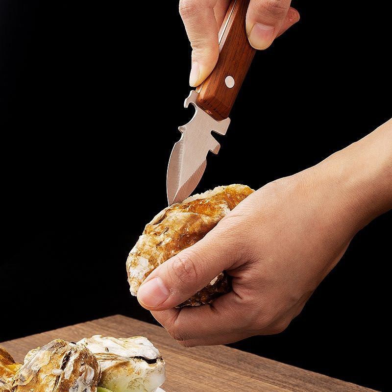 New thick stainless steel oyster knife oyster artifact wooden handle pry shell device oyster shell device oyster knife