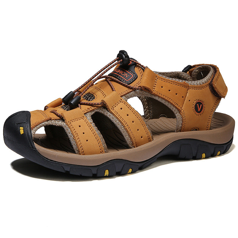 Amazon Summer Explosions Large Dock Layer Cowhide Casual Shoes Breathable Non-slip Quick-dry Outdoor Beach Sandals Men's Shoes