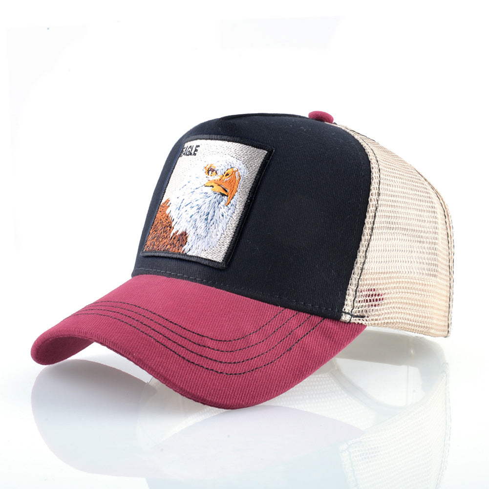 Summer sun hat retro cotton sun hat embroidered animal baseball cap net cap cap trucker cap