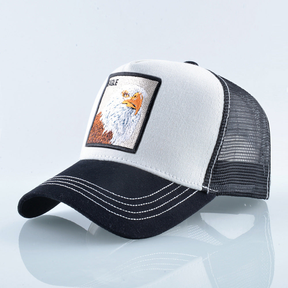 Summer sun hat retro cotton sun hat embroidered animal baseball cap net cap cap trucker cap