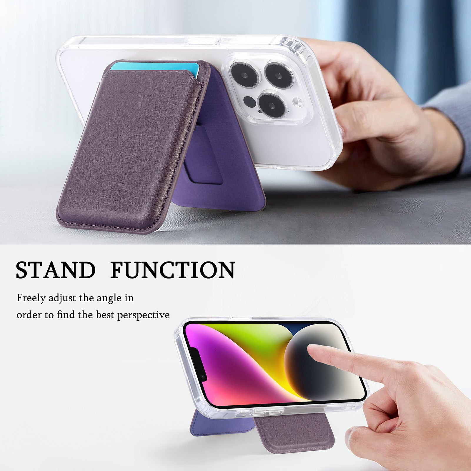 Suitable for iPhone 17 Strong Magnetic Magsafe Card Holder Official Color Multi-Functional Stand Storage Wallet Clip