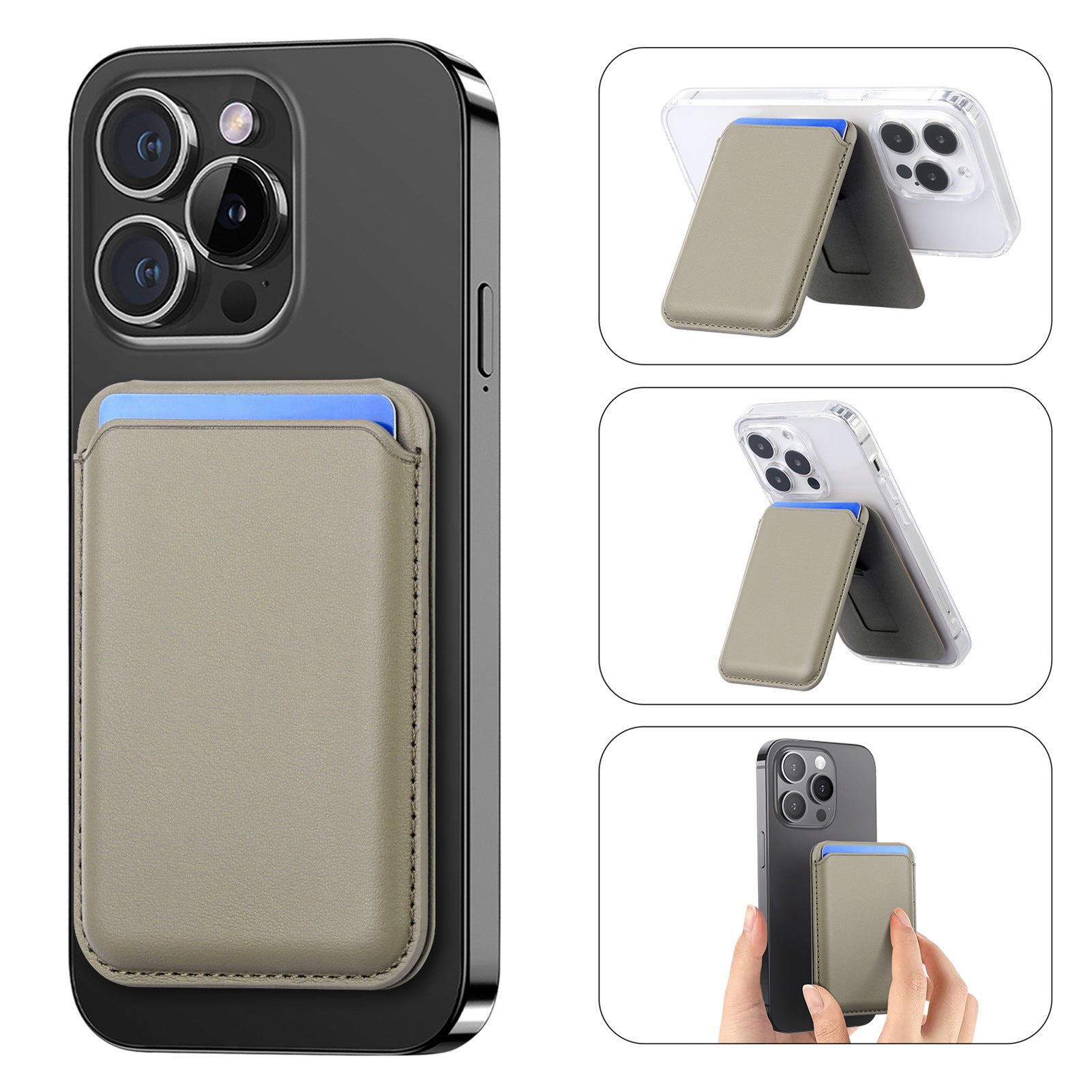 Suitable for iPhone 17 Strong Magnetic Magsafe Card Holder Official Color Multi-Functional Stand Storage Wallet Clip