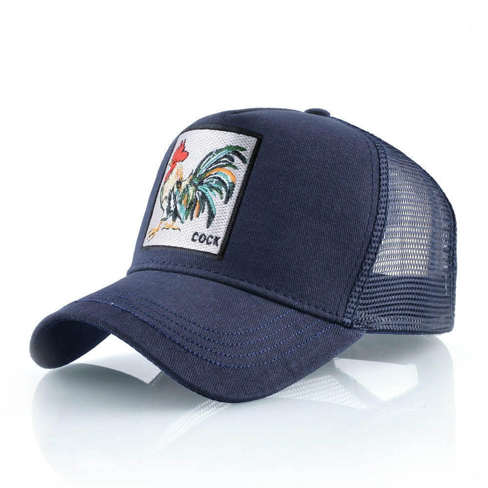 Summer sun hat retro cotton sun hat embroidered animal baseball cap net cap cap trucker cap