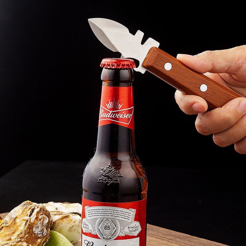 New thick stainless steel oyster knife oyster artifact wooden handle pry shell device oyster shell device oyster knife