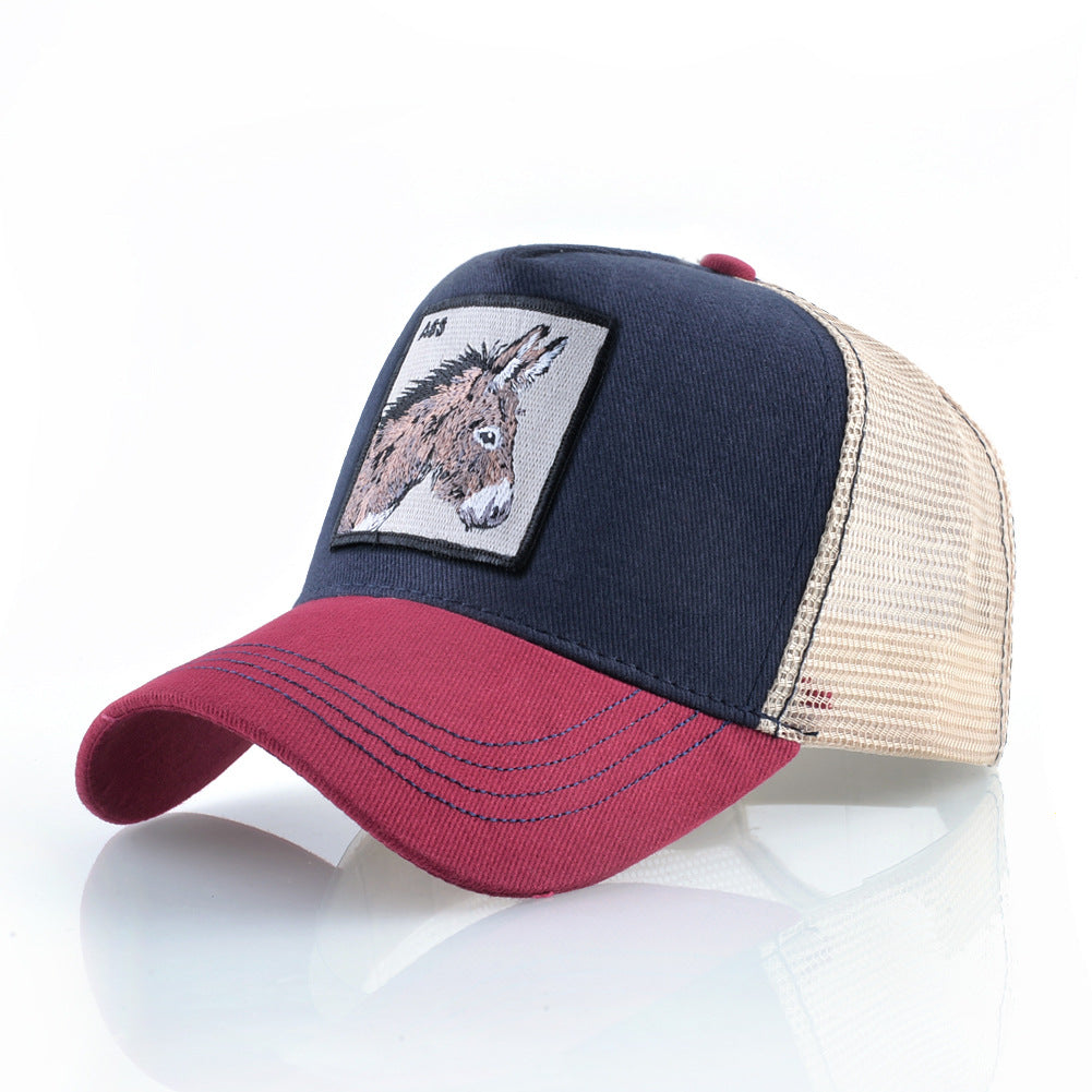 Summer sun hat retro cotton sun hat embroidered animal baseball cap net cap cap trucker cap