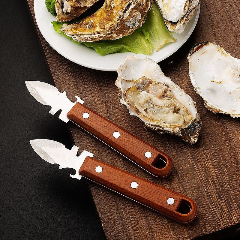 New thick stainless steel oyster knife oyster artifact wooden handle pry shell device oyster shell device oyster knife