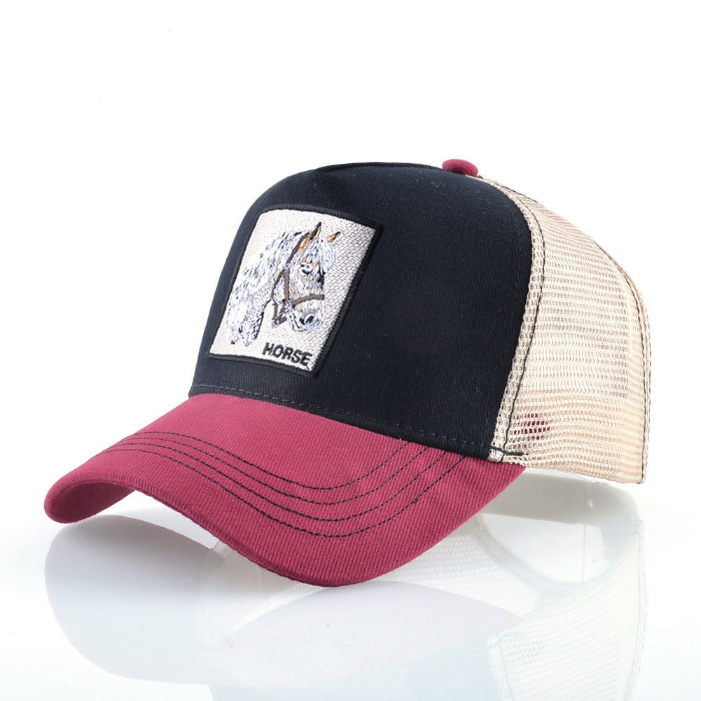 Summer sun hat retro cotton sun hat embroidered animal baseball cap net cap cap trucker cap