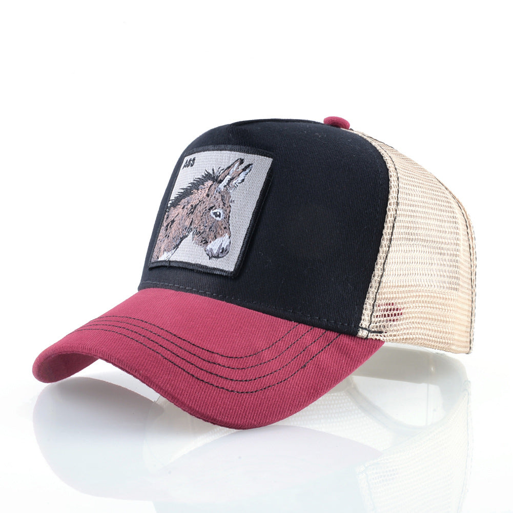 Summer sun hat retro cotton sun hat embroidered animal baseball cap net cap cap trucker cap