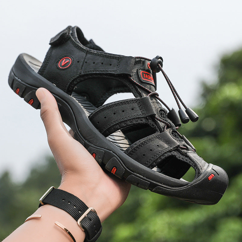 Amazon Summer Explosions Large Dock Layer Cowhide Casual Shoes Breathable Non-slip Quick-dry Outdoor Beach Sandals Men's Shoes