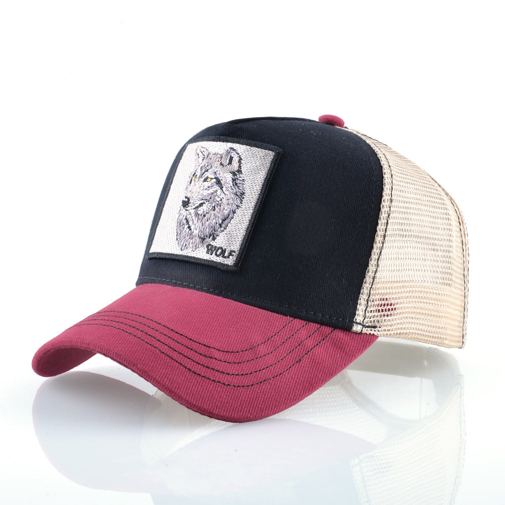 Summer sun hat retro cotton sun hat embroidered animal baseball cap net cap cap trucker cap