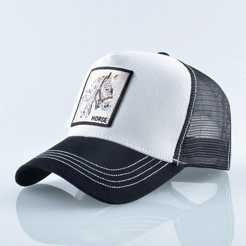 Summer sun hat retro cotton sun hat embroidered animal baseball cap net cap cap trucker cap