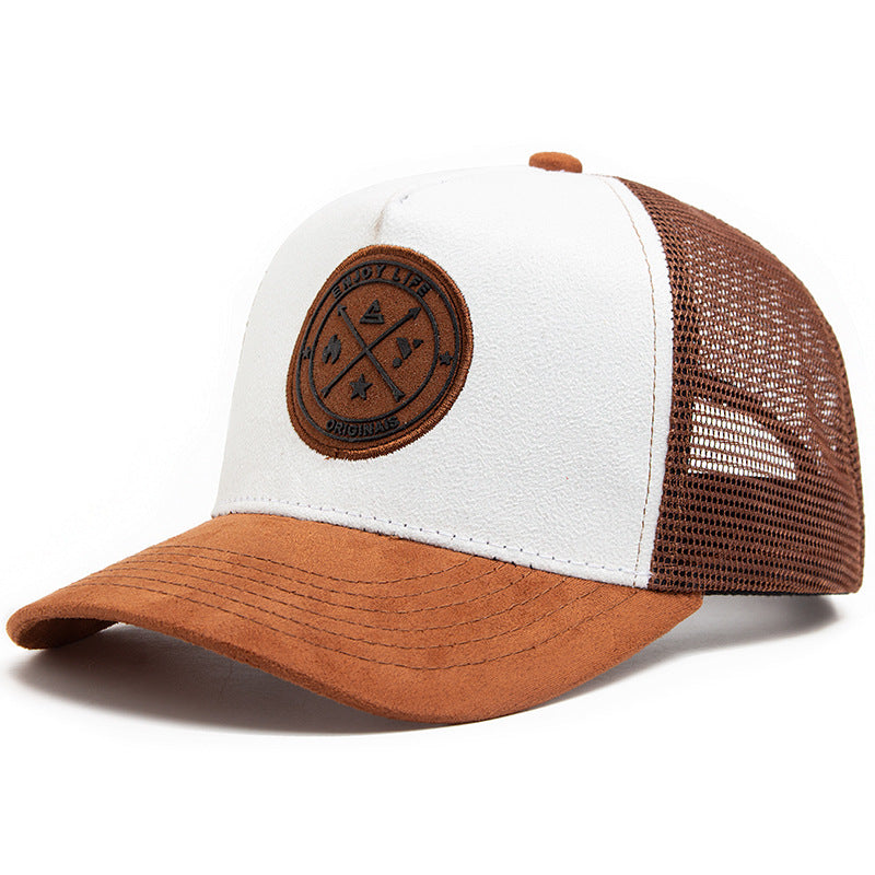 Summer Round Label Suede Baseball Cap Men's Mesh All-match Sunshade Women's Hip-hop Hat Trendy Foreign Trade Explosions in stock