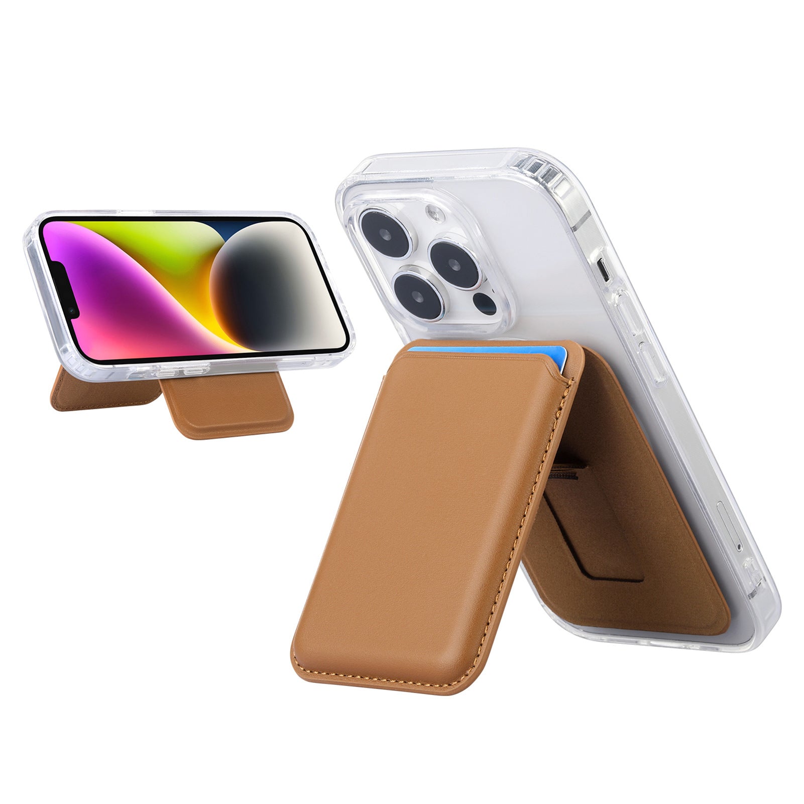 Suitable for iPhone 17 Strong Magnetic Magsafe Card Holder Official Color Multi-Functional Stand Storage Wallet Clip