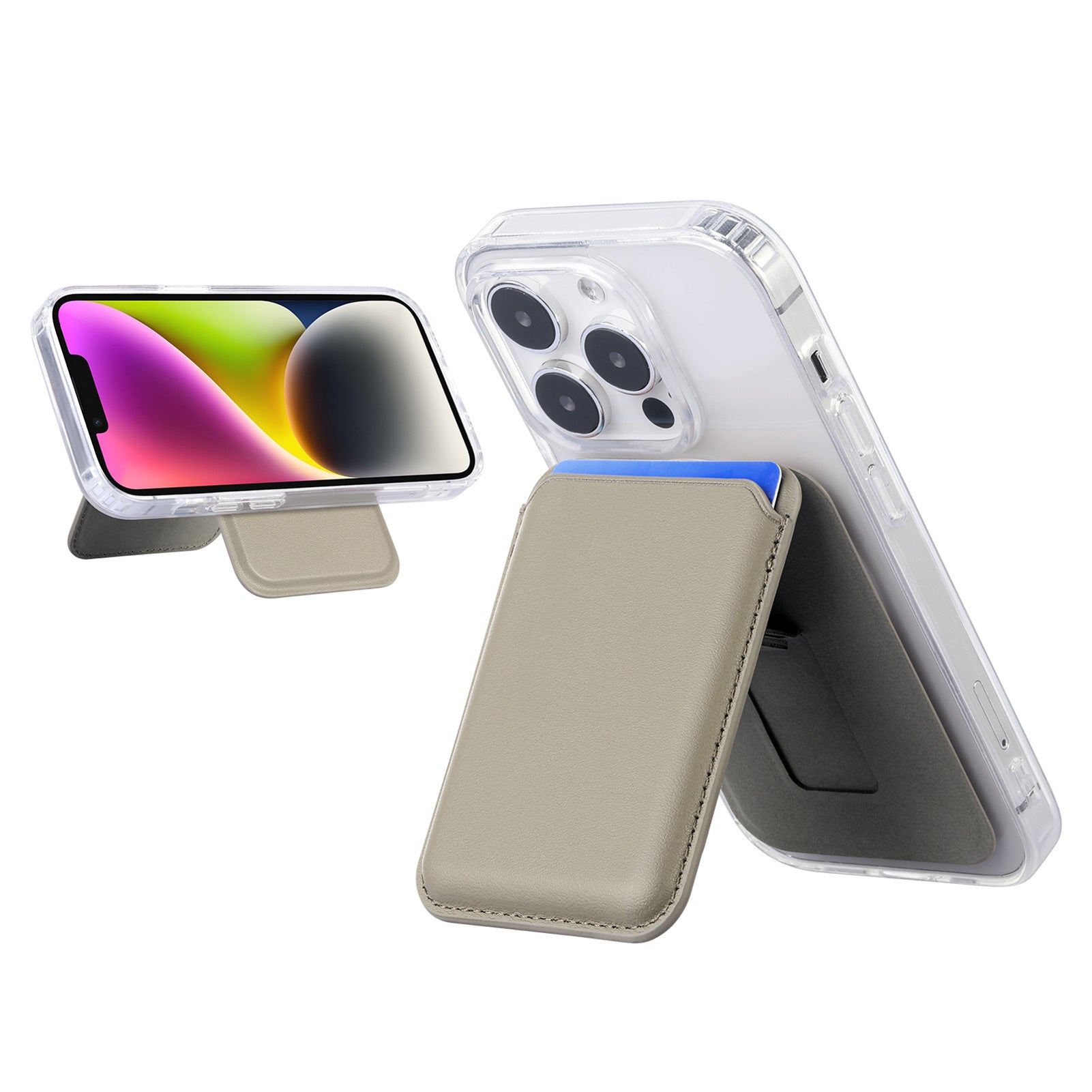 Suitable for iPhone 17 Strong Magnetic Magsafe Card Holder Official Color Multi-Functional Stand Storage Wallet Clip