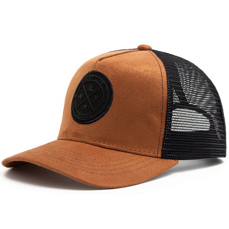 Summer Round Label Suede Baseball Cap Men's Mesh All-match Sunshade Women's Hip-hop Hat Trendy Foreign Trade Explosions in stock