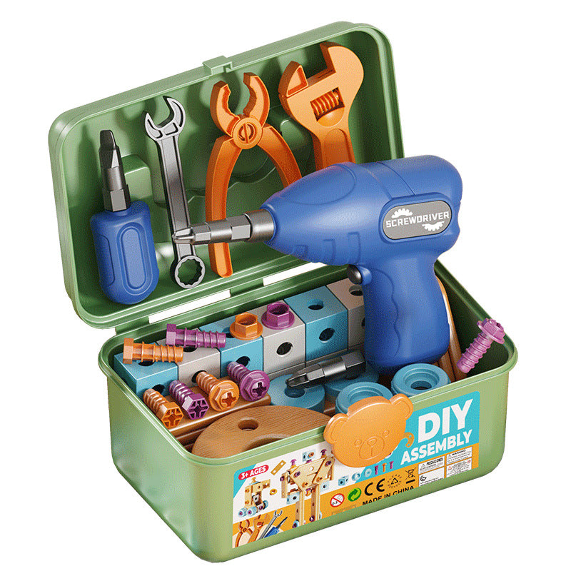 Screw-Twisting Toy Children's Repair Toolbox Boys' Educational Hands-On Detachable Assembly Electric Drill Screwdriver Set