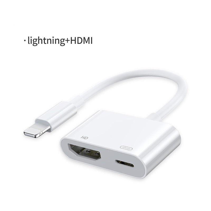 Dual-Line High-Definition Same-Screen Device, Power-Free Fast Charging to Built-In Chip, Suitable for Apple Typec to HDMI Screen Projector