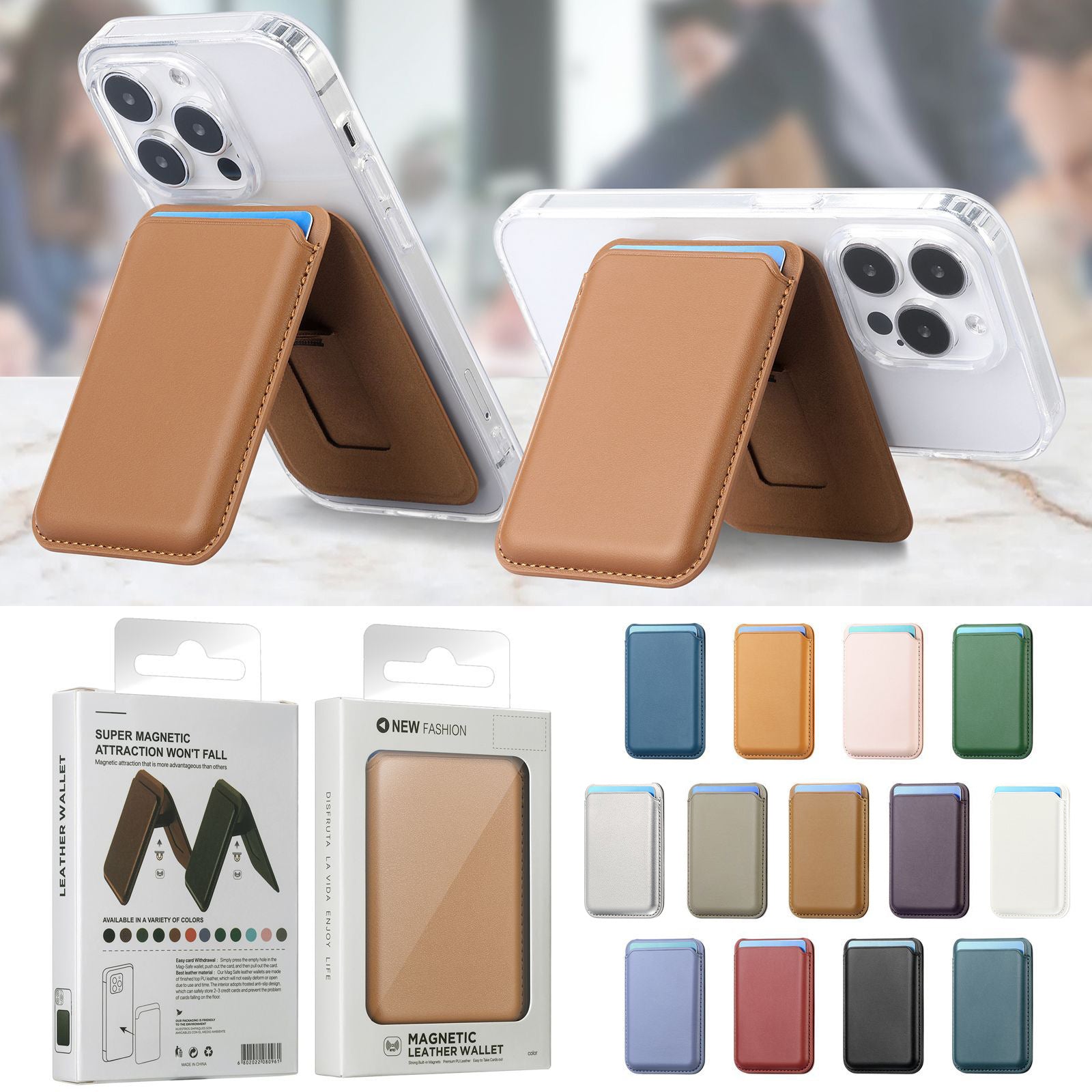Suitable for iPhone 17 Strong Magnetic Magsafe Card Holder Official Color Multi-Functional Stand Storage Wallet Clip