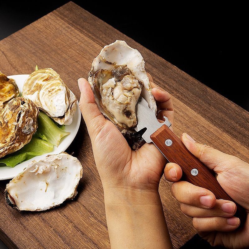 New thick stainless steel oyster knife oyster artifact wooden handle pry shell device oyster shell device oyster knife