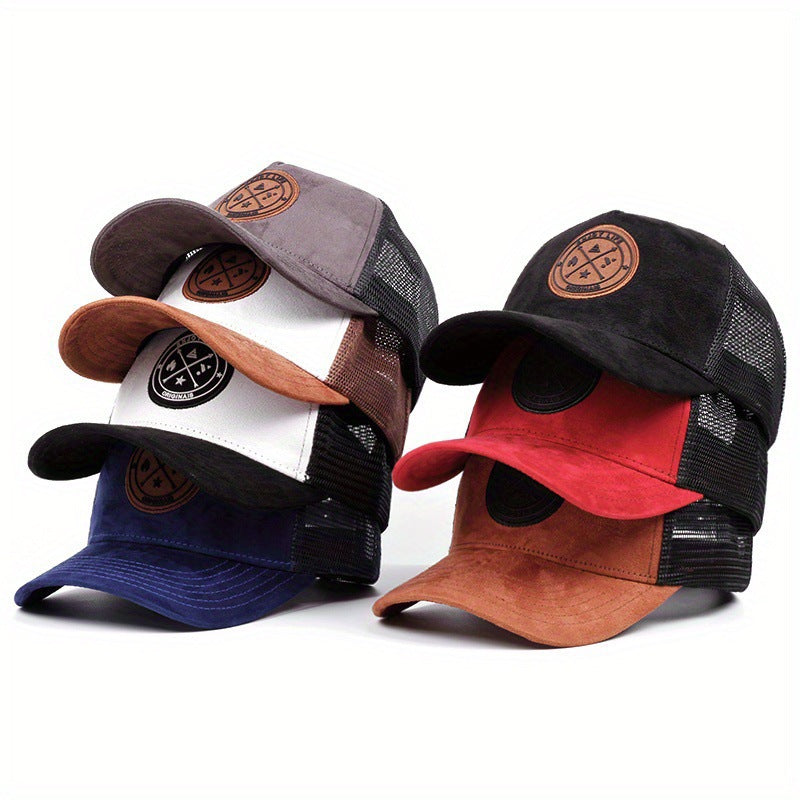 Summer Round Label Suede Baseball Cap Men's Mesh All-match Sunshade Women's Hip-hop Hat Trendy Foreign Trade Explosions in stock