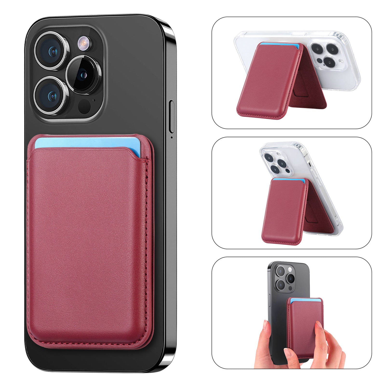 Suitable for iPhone 17 Strong Magnetic Magsafe Card Holder Official Color Multi-Functional Stand Storage Wallet Clip