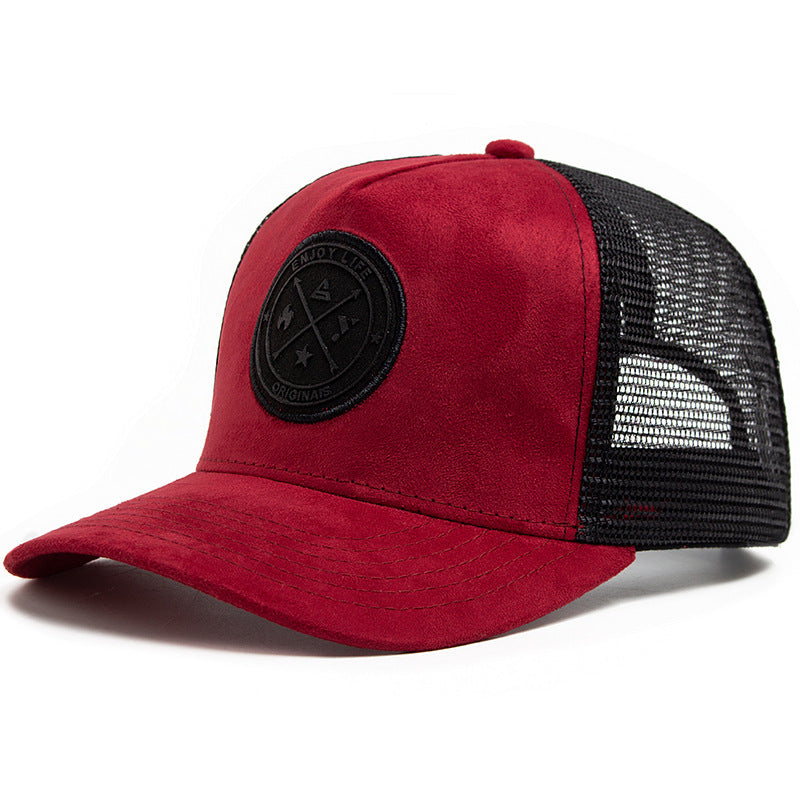 Summer Round Label Suede Baseball Cap Men's Mesh All-match Sunshade Women's Hip-hop Hat Trendy Foreign Trade Explosions in stock