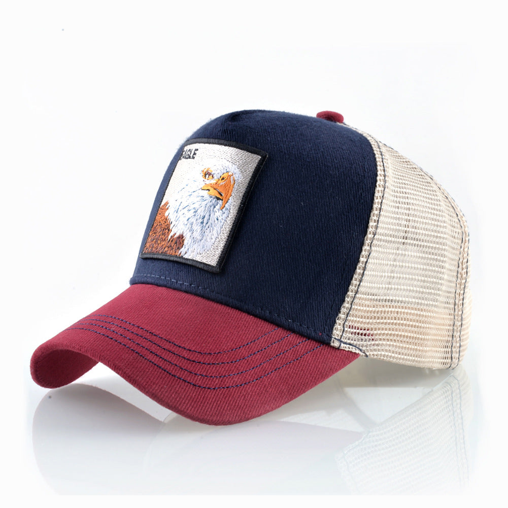 Summer sun hat retro cotton sun hat embroidered animal baseball cap net cap cap trucker cap