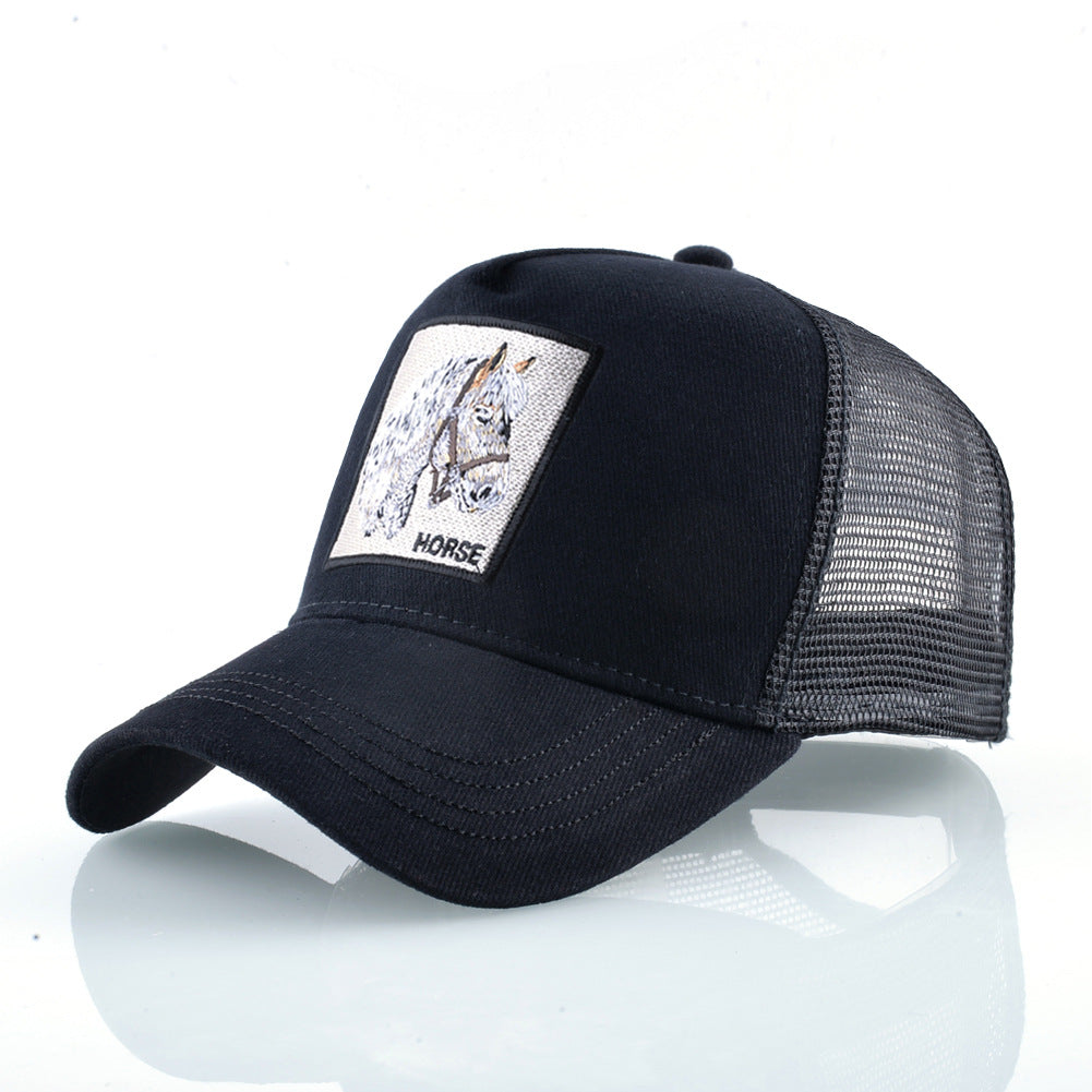 Summer sun hat retro cotton sun hat embroidered animal baseball cap net cap cap trucker cap